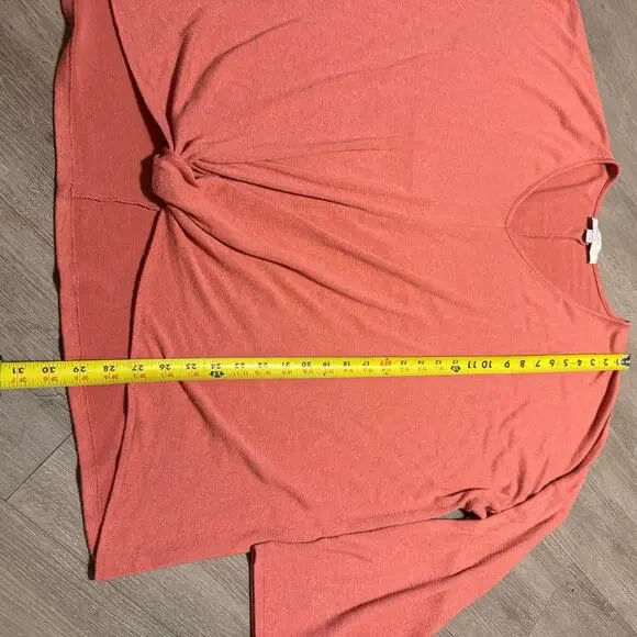 LOFT Plus Coral Knot Front V Neck Top Size 24 26 Soft Stretch Casual - Picture 6 of 9